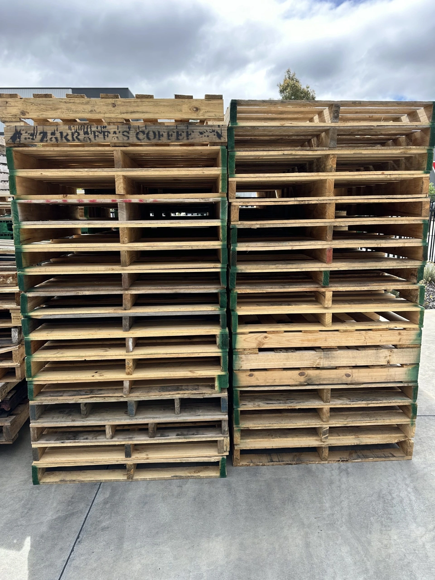 Bulk pallet stacks ready for collection